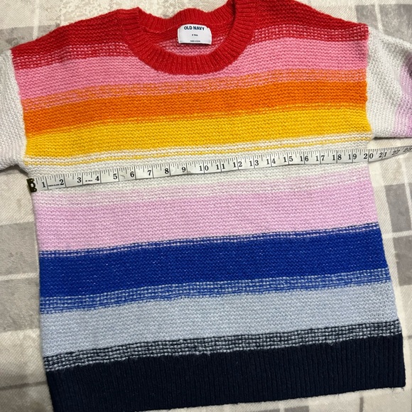 OLD NAVY RAINBOW 🌈 KNIT SWEATER ST Festive Striped Boxy Fit Pullover Oversized - Picture 6 of 11